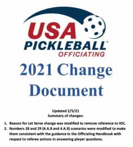 2021 Official Pickleball Rulebook Amendments Download